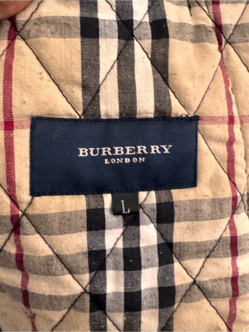 WOMEN'S BURBERRY LONDON DIAMOND QUILTED NOVACHECK LINED BLACK JACKET SIZE LARGE - Picture 8 of 10